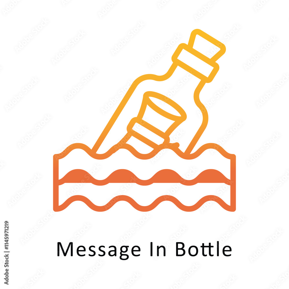 Poster message in bottle vector gradient icon. eps 10 file