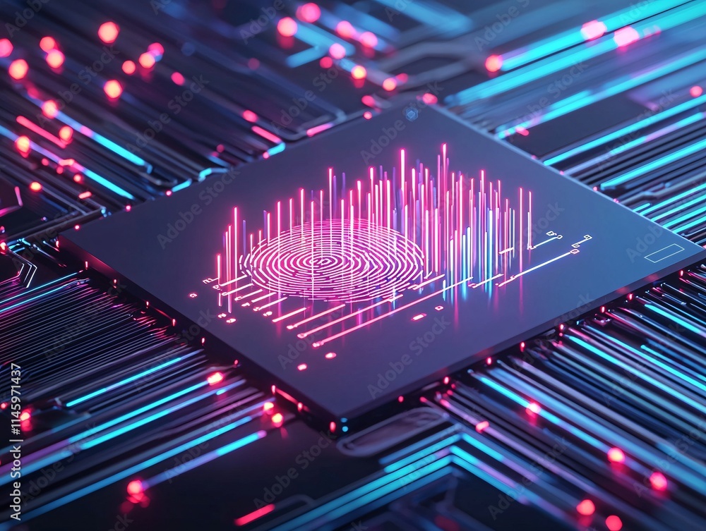 Poster register and enrollment verification, holographic fingerprint scanning in motion, glowing biometric 