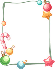 An easy to make frame in a primitive, flat style on a transparent background. Suitable for creating New Year and holiday cards.