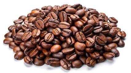 Fototapeta premium Classic Coffee Beans On A White Background Perfect For Branding And Art. Coffee. Beans. White. Background. Photos. Images. Aroma. Cafe. Roast. Organic. Premium. Drink. Grain.