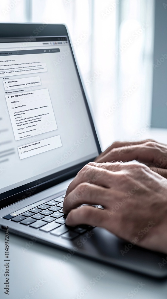 Poster close-up of a laptop screen showing a secure registration page for online identity verification, wit