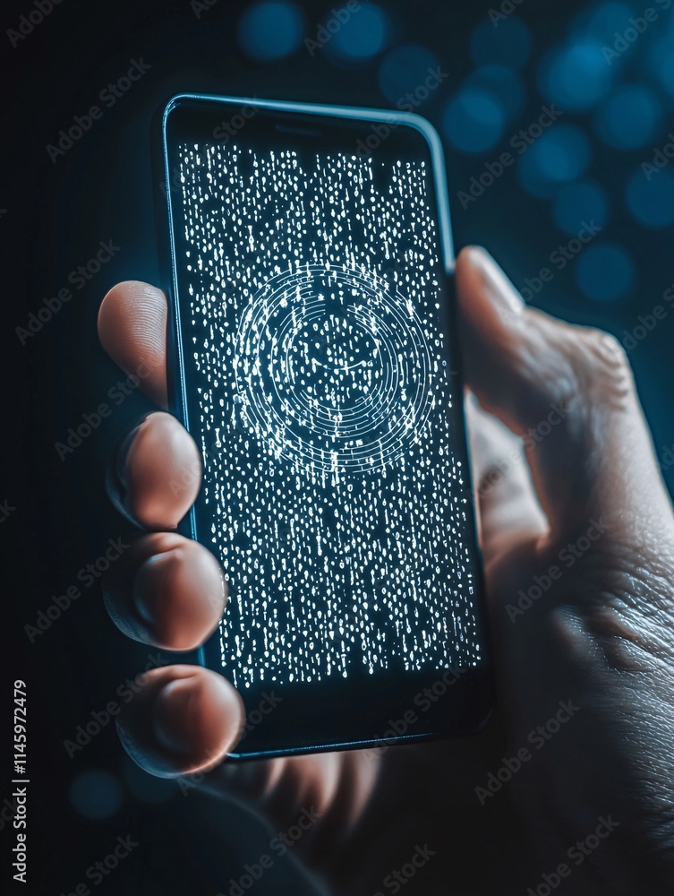 Poster a conceptual image of online registration identity verification with a person holding an id card nex