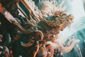 Obraz premium A close-up shot of a statue located inside a building, suitable for use as a decorative element or to add historical context