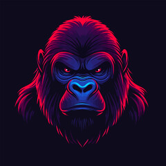 Gorilla head logo design. Modern vector illustration.