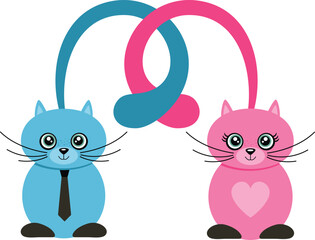 Cute couple of cats in love