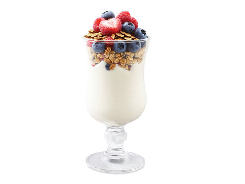 Yogurt and Granola Parfait A layered parfait made with creamy yogurt, crunchy granola, and fresh berries for a refreshing start