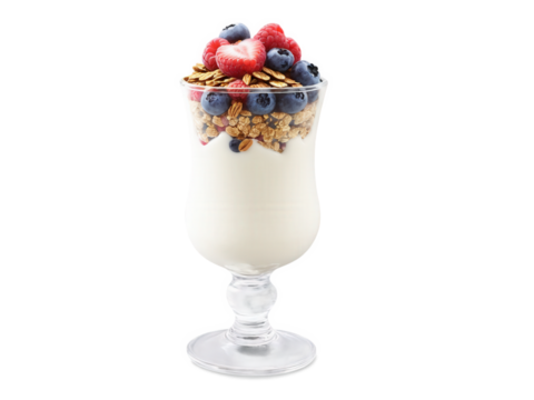 Yogurt and Granola Parfait A layered parfait made with creamy yogurt, crunchy granola, and fresh berries for a refreshing start