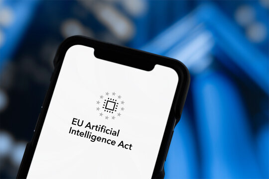Guilherand-Granges, France - December 20, 2024. The EU AI Act regulates artificial intelligence to ensure safety, transparency, and ethical use across industries in the European Union.