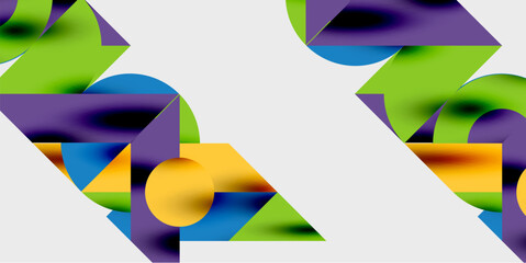 Detailed composition of circles, semicircles, and triangles with glossy effects and smooth gradients. A sleek and modern vector design for creative and tech-inspired projects