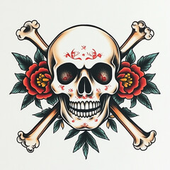 Geometric Skull tattoo flash illustration