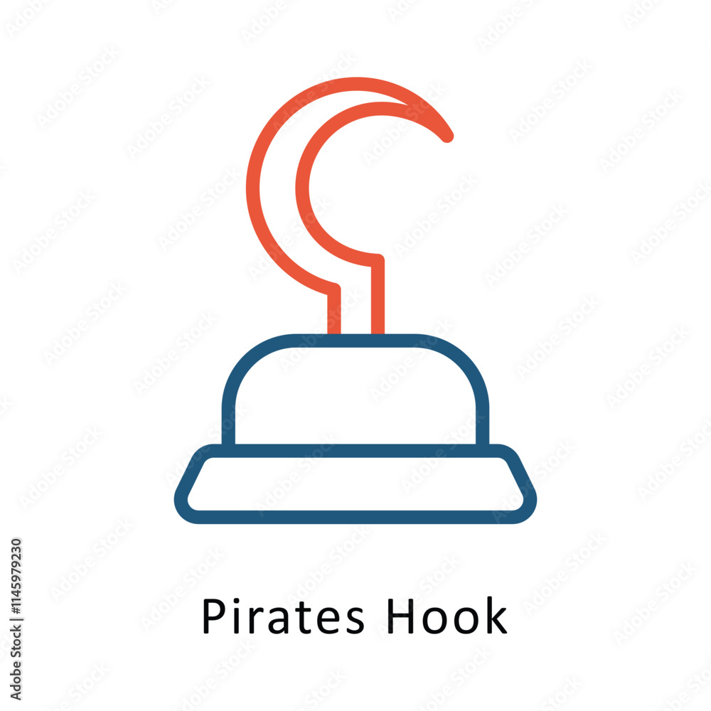 Poster pirates hook vector two color icon. eps 10 file