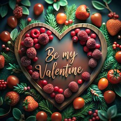 Cranberries in heart shape lying on the black background. The concept of Valentine's day, love, wedding. Natural background.