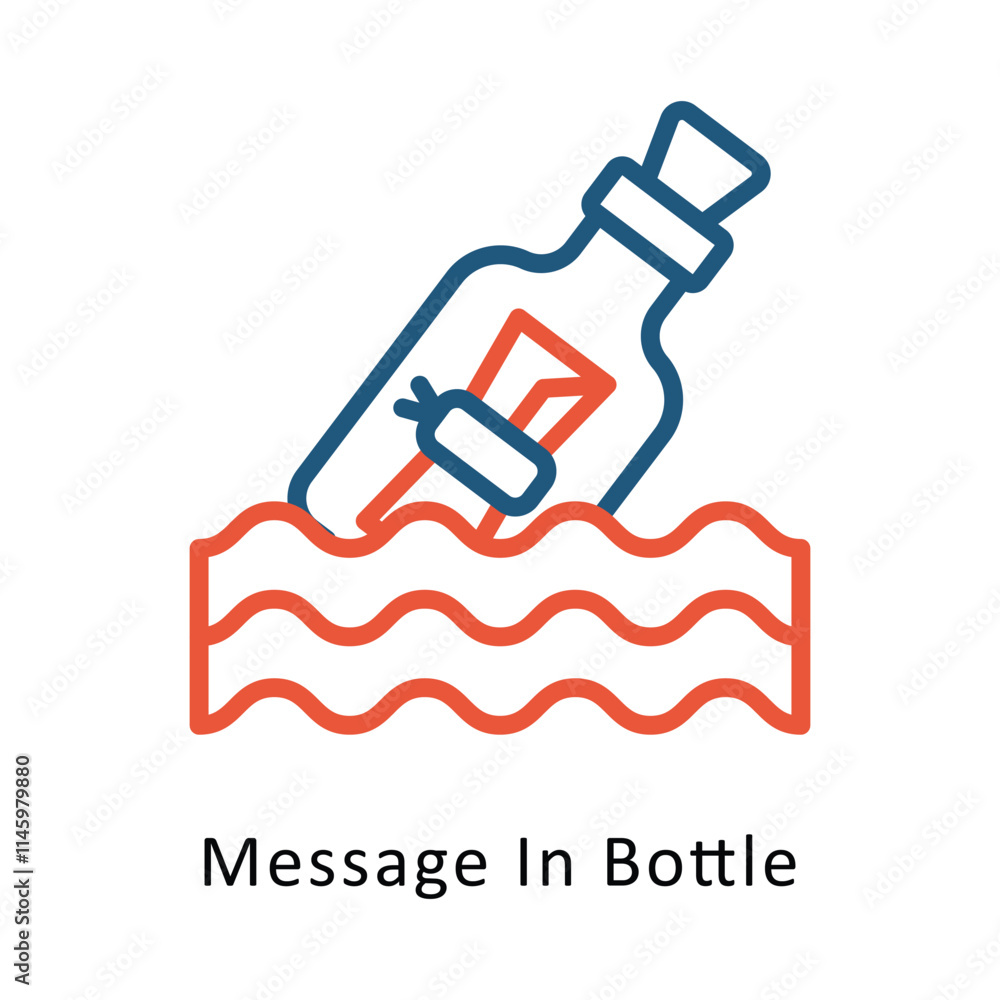 Poster message un bottle vector two color icon. eps 10 file