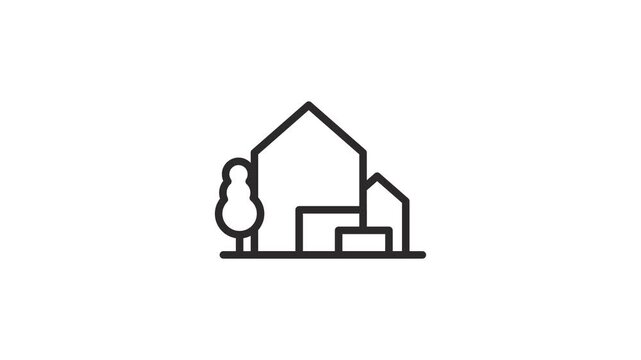 Modern House Animated Icon with Isolated White Background