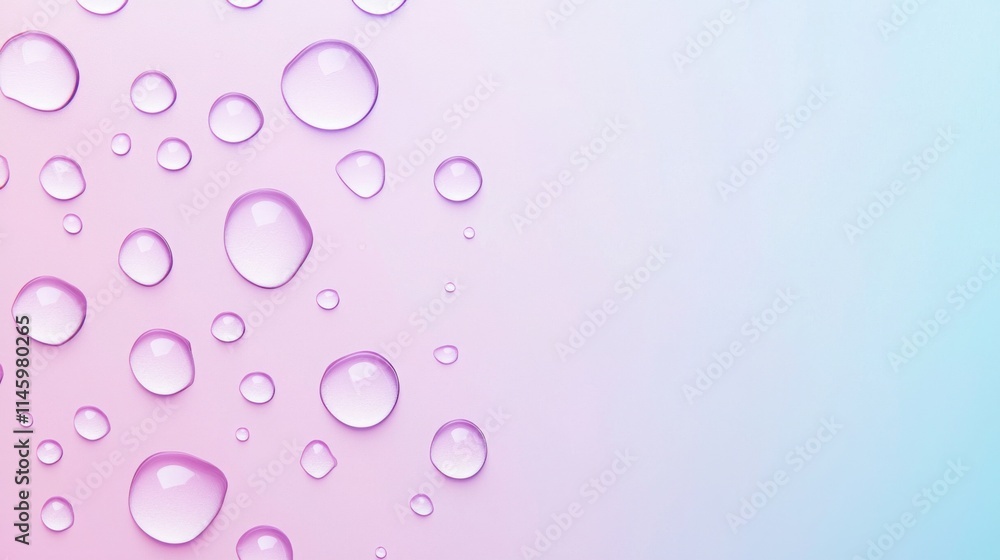 Poster high-resolution abstract stock illustration of transparent water droplets on a smooth gradient backg