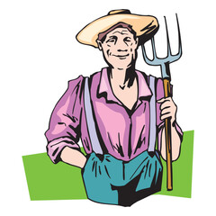 cartoon farmer character agrarian agriculture farming profession icon flat vector