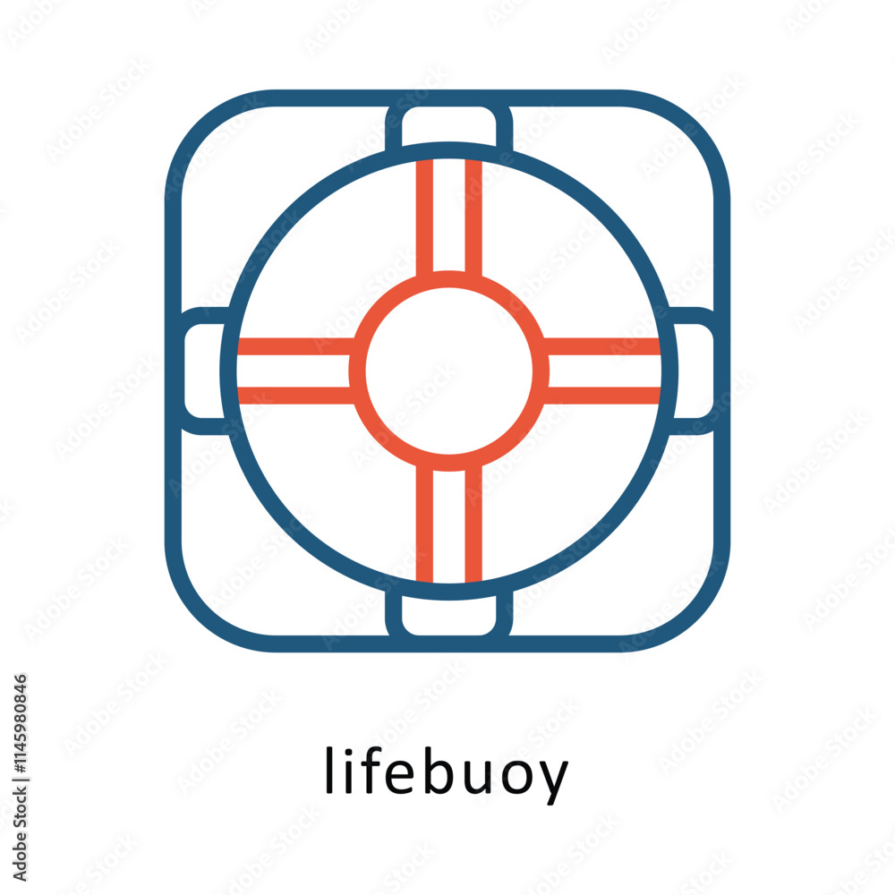 Poster lifebuoy vector two color icon. eps 10 file