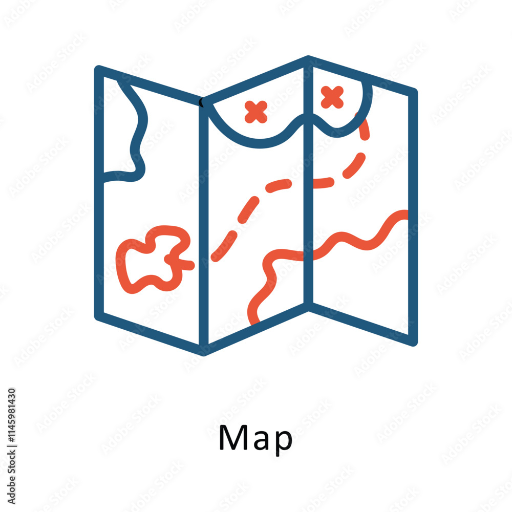 Poster map vector two color icon. eps 10 file