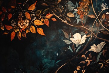 A bouquet of colorful flowers against a dark, matte black backdrop