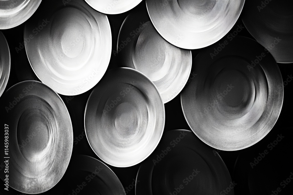 Poster modern artistic image depicting abstract gray circular patterns in a textured design, embodying simp