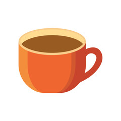 A simple and modern illustration of a cup of coffee in an orange mug. This minimalistic design is perfect for coffee-related promotions, café branding, and menus, bringing a sense of warmth and energy