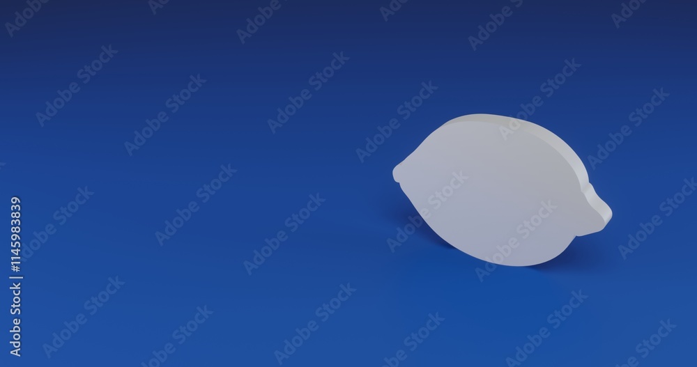 Poster isolated realistic white lemon symbol with shadow. located on the right side of the scene. 3d illust