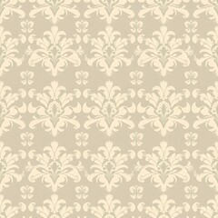 Obraz premium Elegant Damask Pattern: Beige and Cream Floral Design 