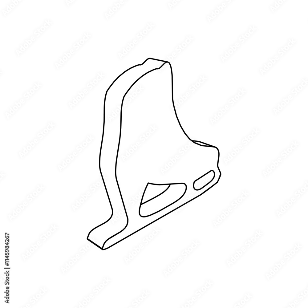 Aufkleber the outline of a large womens ice skate is made with black lines. 3d view of the object in perspecti