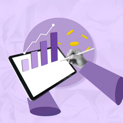 Data analysis collage business growth insights digital workspace infographic modern environment strategic viewpoint