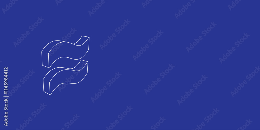 Poster the outline of a large approximately equal symbol made of white lines on the left. 3d view of the ob