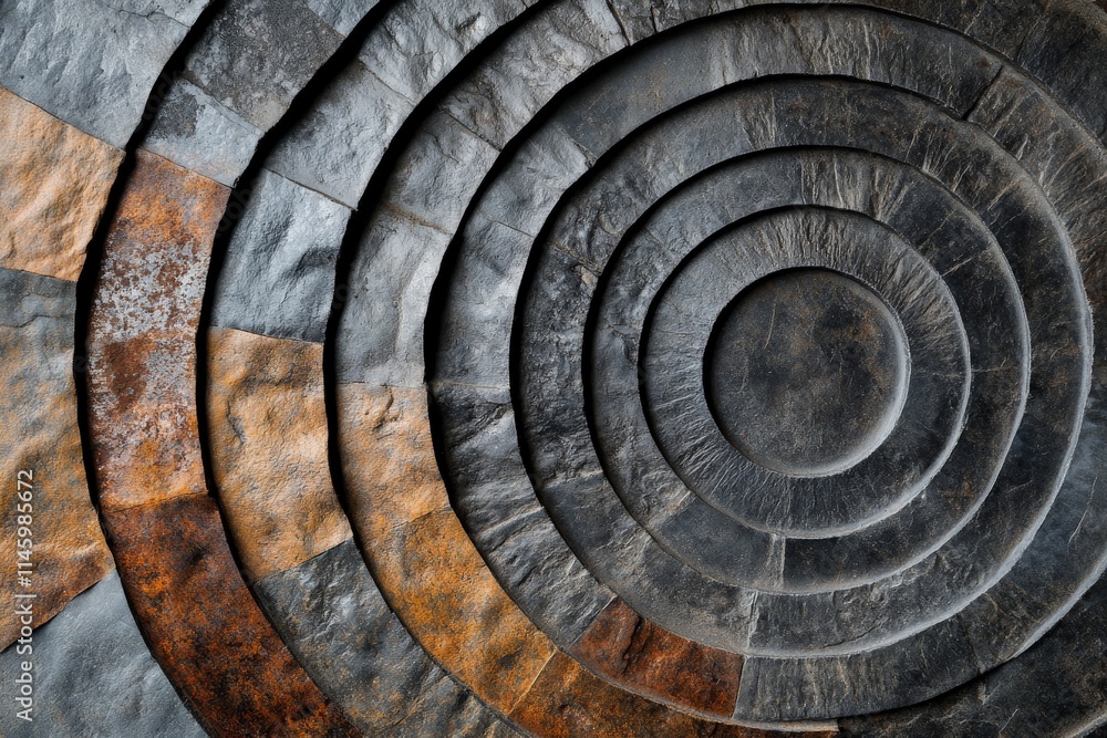 Fototapete this image features concentric stone circles with varying textures and shades of gray, creating a se