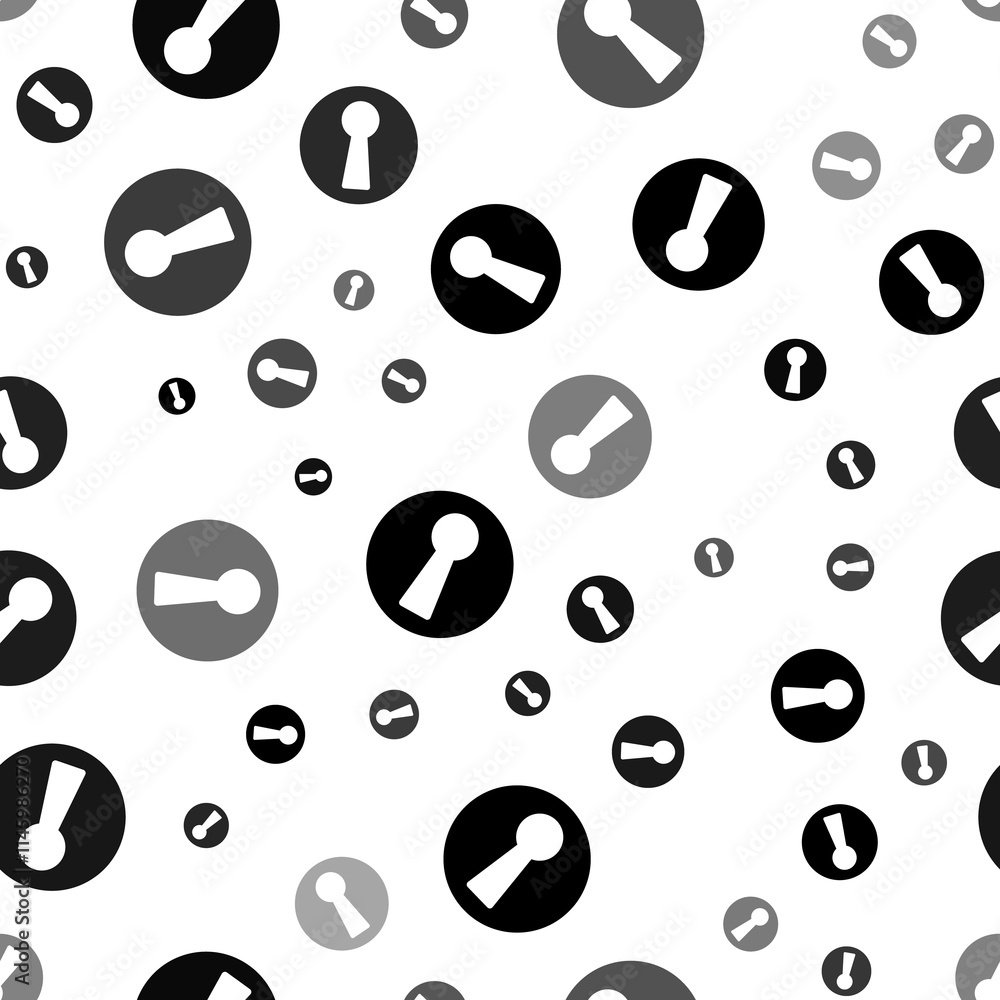 Poster seamless vector pattern with keyhole symbols, creating a creative monochrome background with rotated