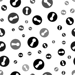 Seamless vector pattern with keyhole symbols, creating a creative monochrome background with rotated elements. Illustration on transparent background