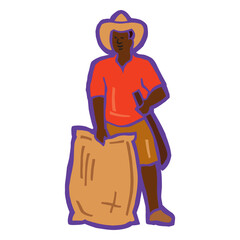 cartoon farmer character agrarian agriculture farming profession icon flat vector