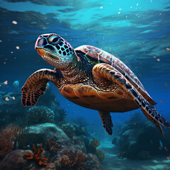 Fototapeta premium sea turtle swimming
