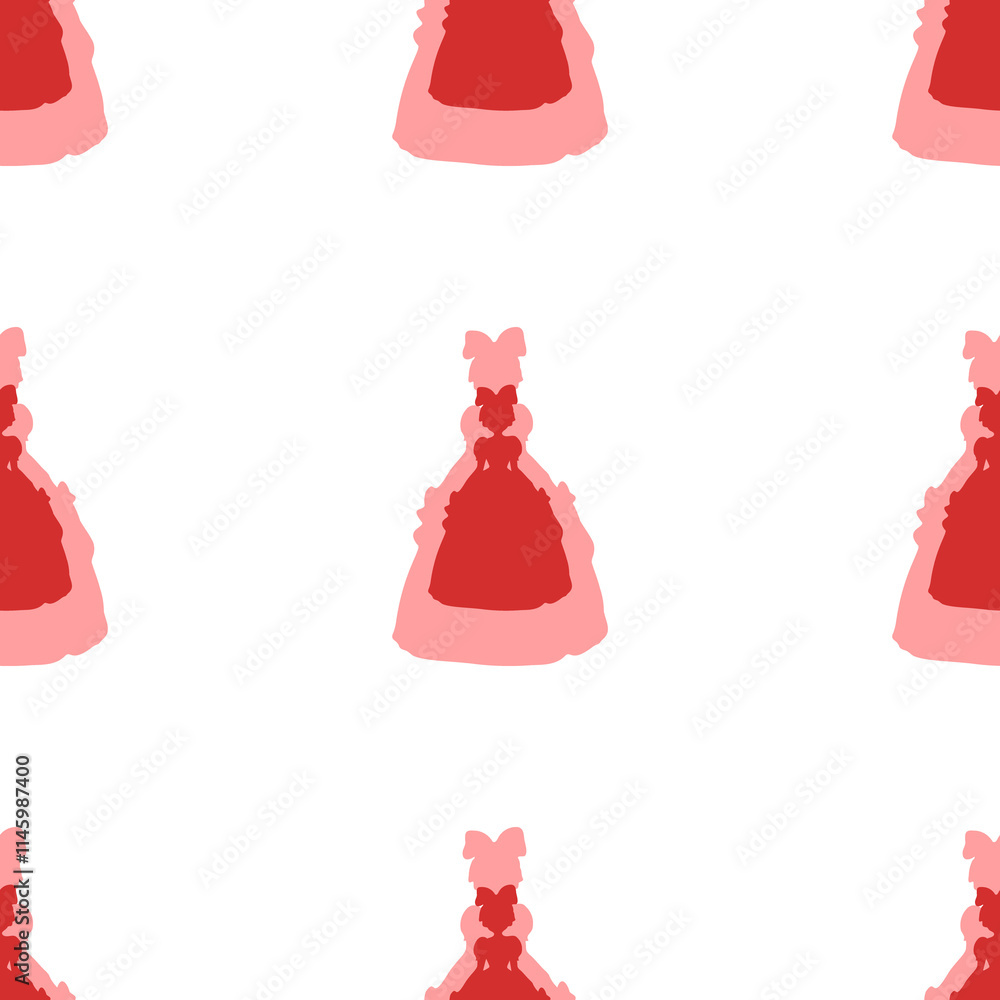 Poster seamless pattern of large isolated red princess symbols. the elements are evenly spaced. illustratio