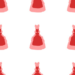 Seamless pattern of large isolated red princess symbols. The elements are evenly spaced. Illustration on light red background
