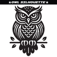 Owl vector silhouette. Black and white vector