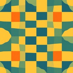 Abstract Geometric Pattern: Mustard Yellow and Teal Blocks 