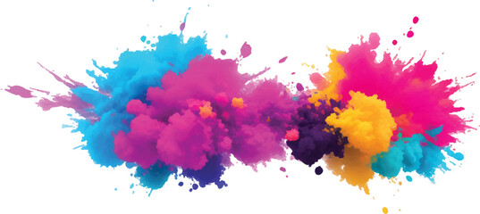 Multicolor powder explosion on White background. Colored cloud. Colorful dust explode. Paint Holi. colorful rainbow Holi paint color powder explosion with bright colors isolated white background	