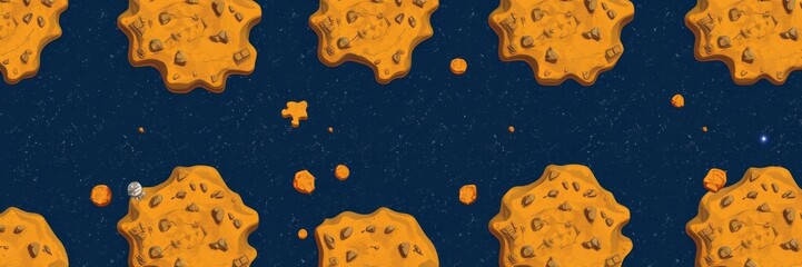 Fototapeta premium pixel art game location cosmic area planet surface riddled with craters seamless vector background, seamless, cosmic, location