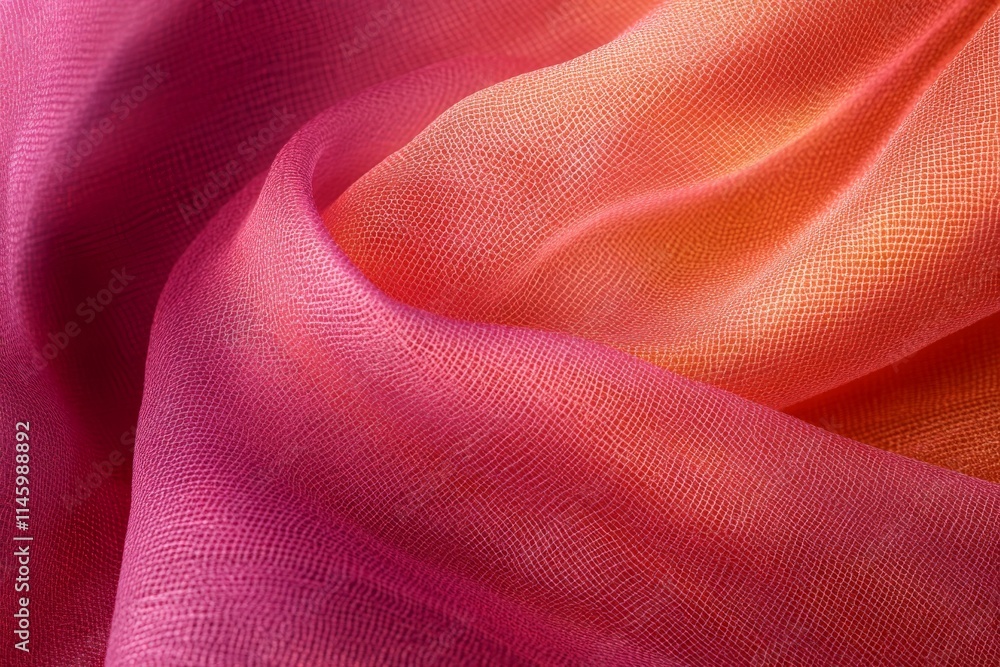 Aufkleber The vibrant image highlights pink and orange fabric with flowing wave patterns, creating an energetic and dynamic visual with an abstract artistic flair and movement.