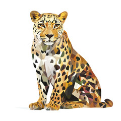 Leopard – A Fierce Vector Geometry Illustration for Wildlife Art Enthusiasts
