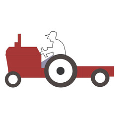 Farmer driving tractor isometric icon on white background 3d vector illustration