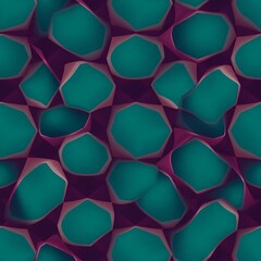 Abstract Teal and Burgundy Geometric Pattern: Seamless texture of teal and burgundy shapes creating a modern, abstract design. Perfect for backgrounds, textiles, and more. 