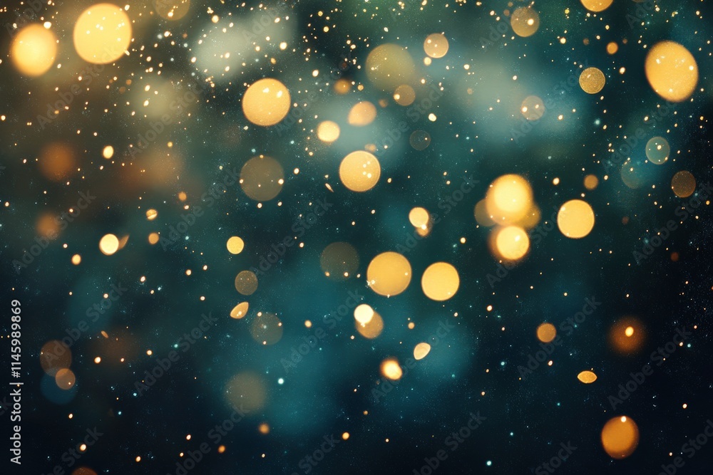 Poster beautiful bokeh effect with shimmering golden lights against a soft dark background creating a dream