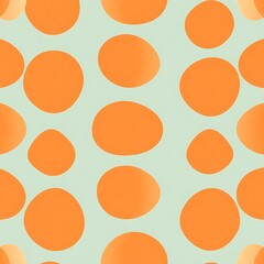 Orange Circles Pattern: Abstract pastel seamless pattern design with orange circles on a light green background. Perfect for textile prints, wallpapers, and other creative projects. 