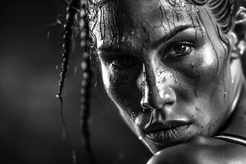 Photo of strong male with atheletic body made generative AI modern technology