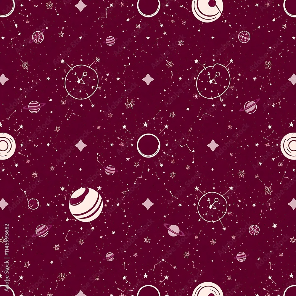 Poster cosmic clockwork seamless pattern