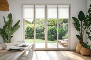 Modern dining room with sliding doors to the backyard, perfect for living in all year round